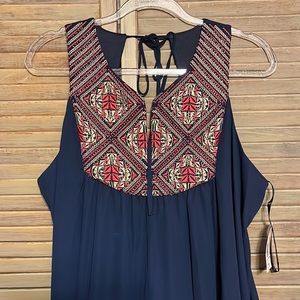 Fifth & Park navy embroidered, beaded hi-low dress Size 16